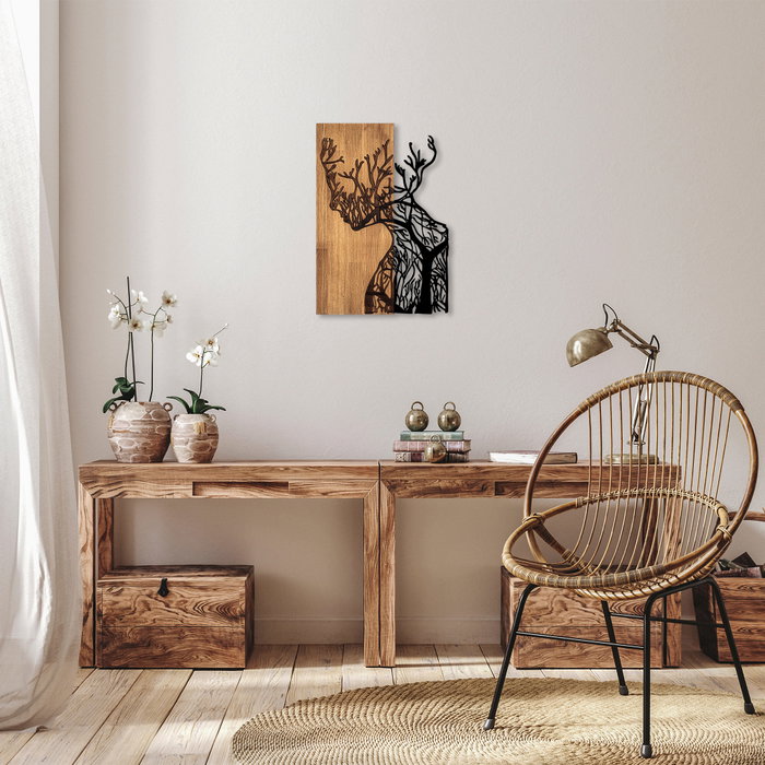 Wallity Tree Woman - 318 Decoración de Pared en Negro y Nogal